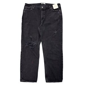 NWT Abercrombie & Fitch The Dad High Rise Black Distressed Denim Jeans Womens 20